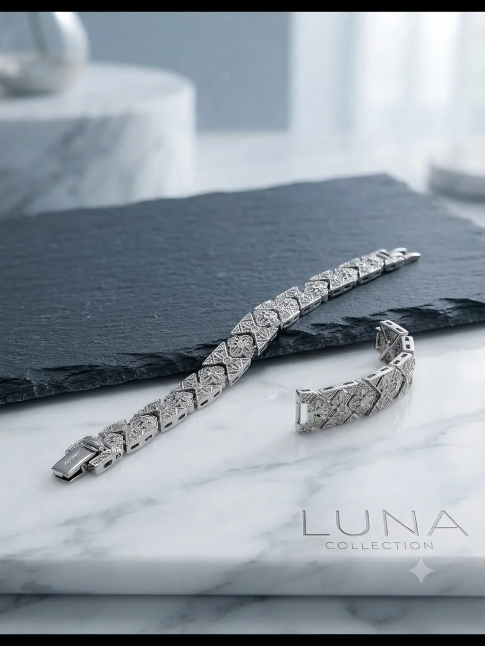 Luna Collection: Signature Filigree Silver Bracelet